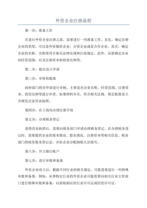 外资企业注册流程