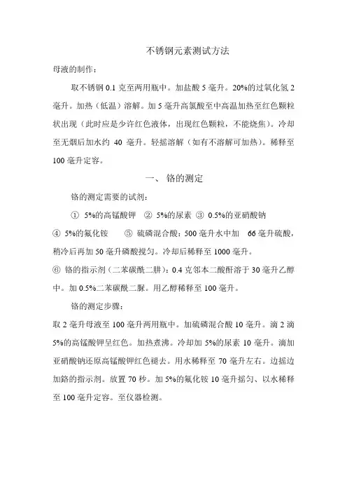 不锈钢元素测试方法