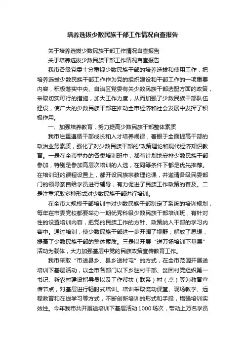 关于培养选拔少数民族干部工作情况自查报告