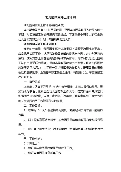 幼儿园团支部工作计划