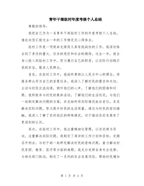 青年干部驻村年度考核个人总结