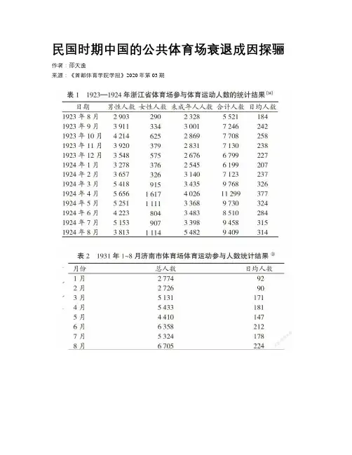 民国时期中国的公共体育场衰退成因探骊