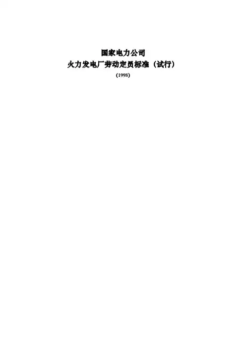 国家电力公司火力发电厂劳动定员标准