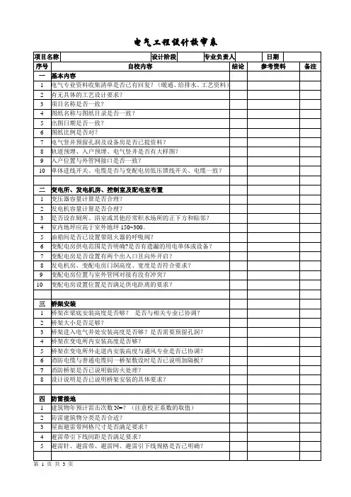电气设计图纸校审表