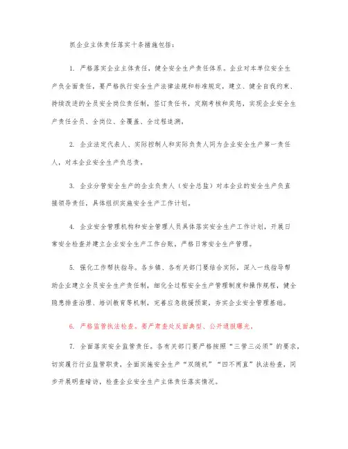 抓企业主体责任落实十条措施