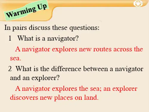 高中英语 Unit2《Sailing the oceans》Textbook课件 新人教版选修9