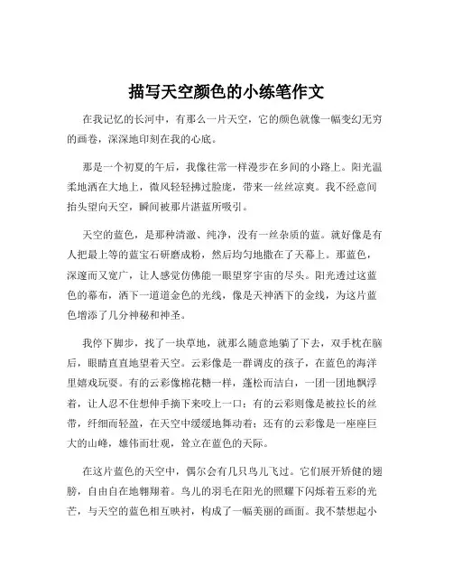 描写天空颜色的小练笔作文