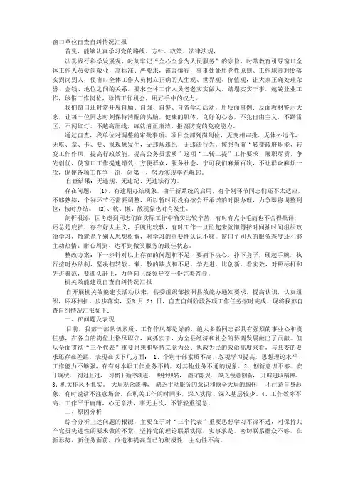 窗口单位自查报告