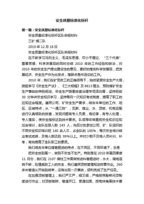 安全质量标准化标杆