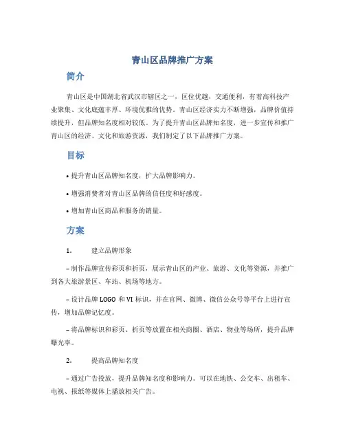 青山区品牌推广方案