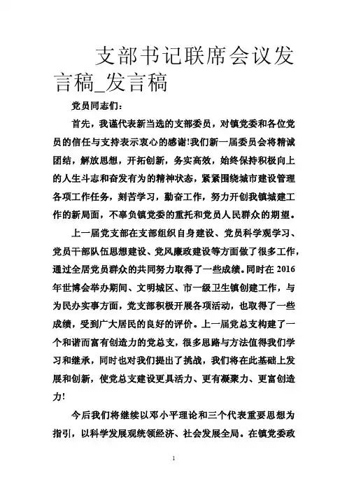 支部书记联席会议发言稿_发言稿