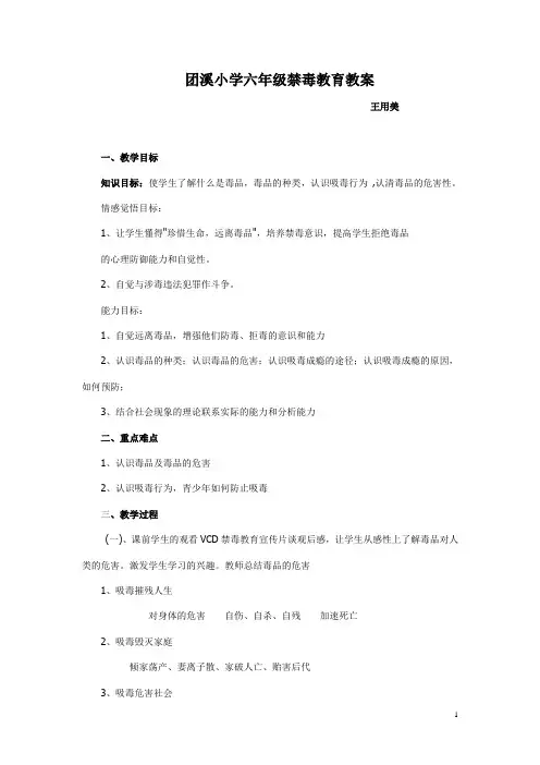 团溪小学六年级禁毒教育教案