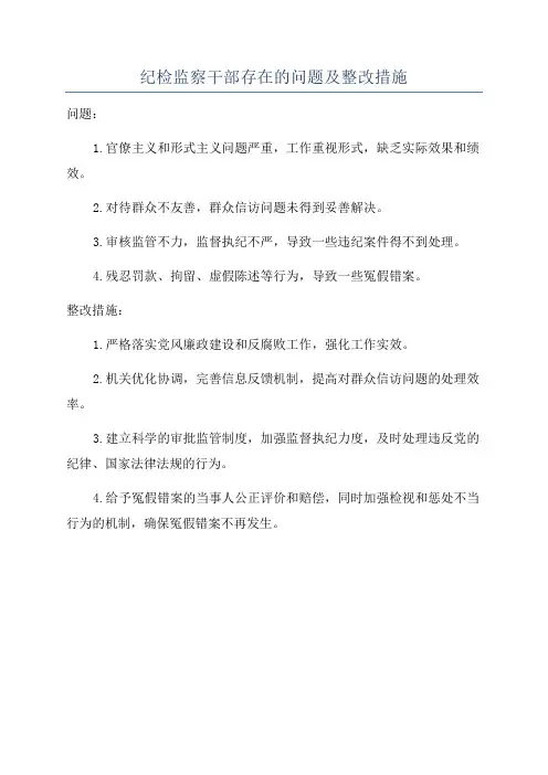 纪检监察干部存在的问题及整改措施