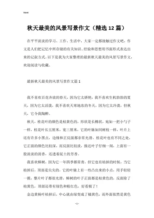 秋天最美的风景写景作文(精选12篇)