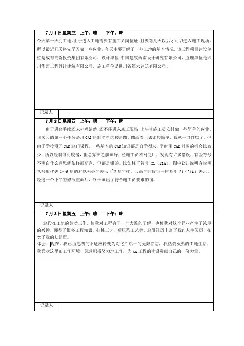 施工日志60篇