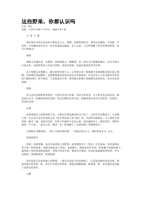 这些野果，你都认识吗