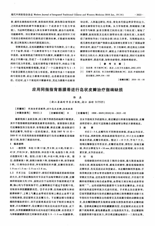 应用同指指背筋膜蒂逆行岛状皮瓣治疗指端缺损