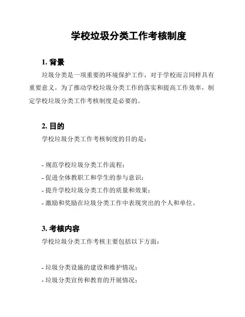 学校垃圾分类工作考核制度