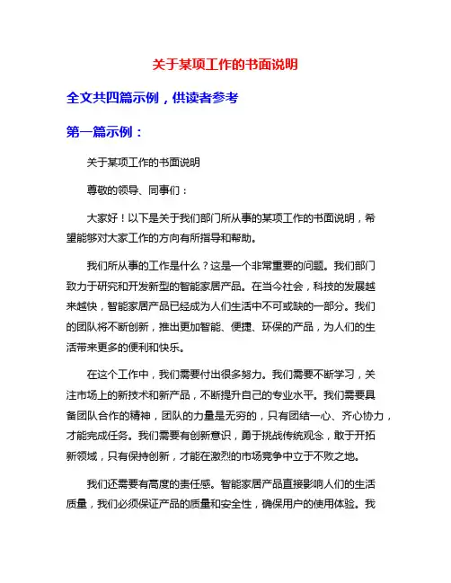 关于某项工作的书面说明