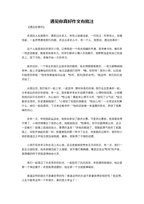 遇见你真好作文有批注