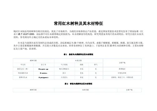 常用红木树种及其木材特征
