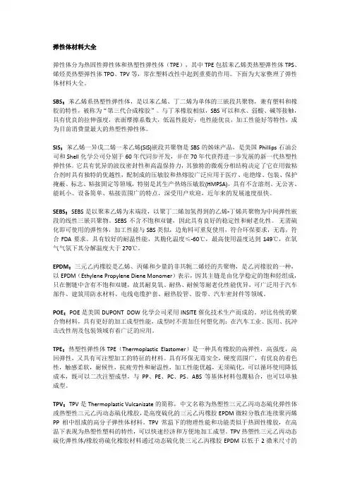弹性体材料大全