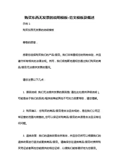 购买东西无发票的说明模板-概述说明以及解释