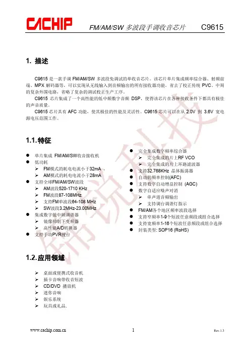 免调收音C9615 IC资料