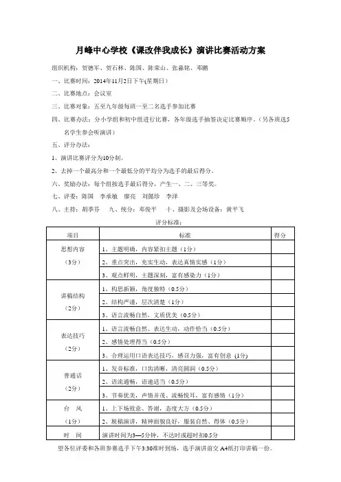 演讲比赛活动方案 3