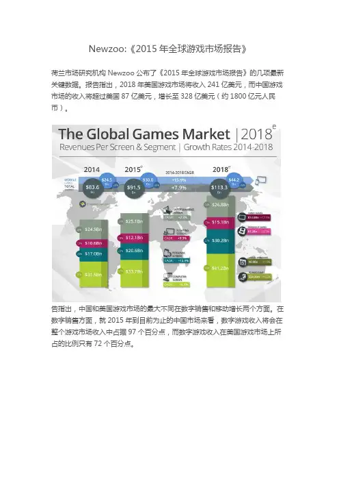 Newzoo：《2015年全球游戏市场报告》