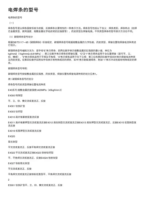 电焊条的型号