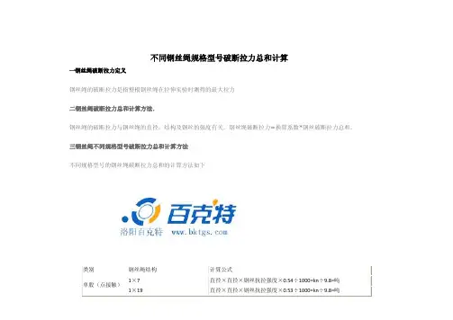钢丝绳破断拉力总和计算