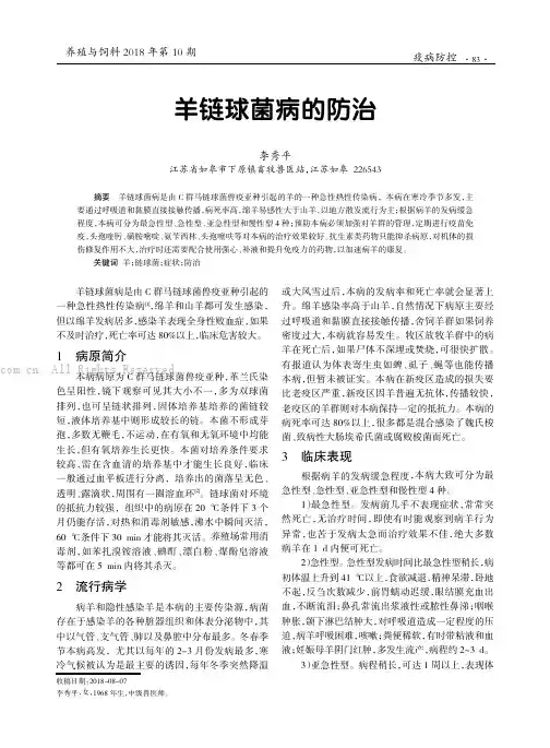 羊链球菌病的防治