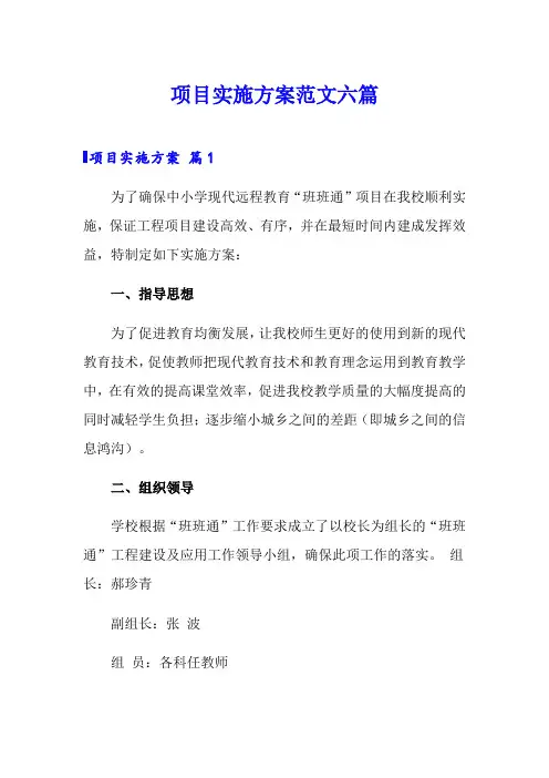 【精品模板】项目实施方案范文六篇