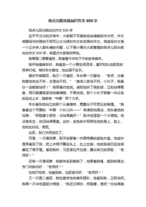 给点儿阳光就灿烂作文600字