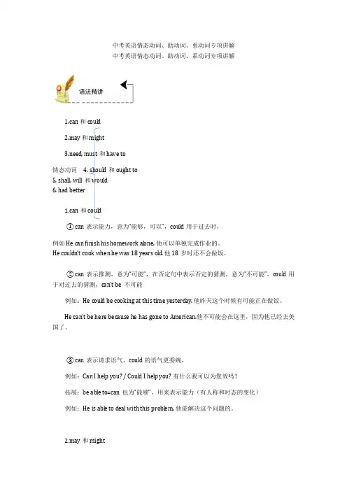 中考英语情态动词、助动词、系动词专项讲解 (3)