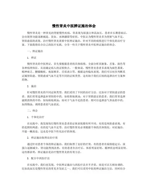 慢性肾炎中医辨证施治体会
