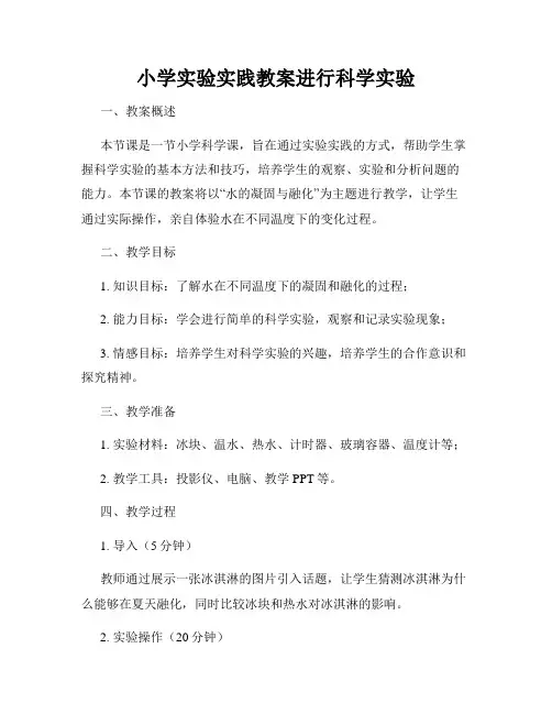 小学实验实践教案进行科学实验