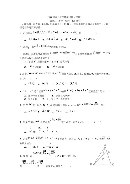 2011届高三数学模拟试题 (理科)