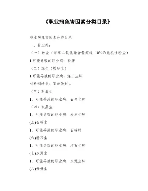 《职业病危害因素分类目录》