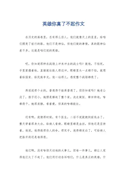 英雄你真了不起作文