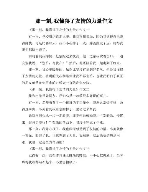 那一刻,我懂得了友情的力量作文