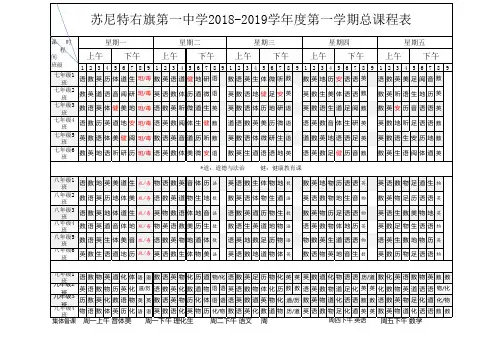 第一中学18----19一中第一学期总课表