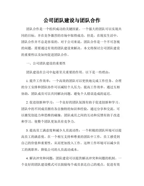 公司团队建设与团队合作