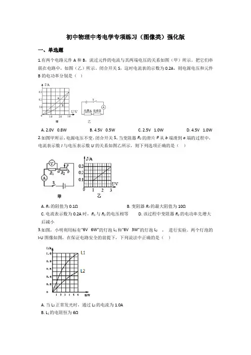 初中物理中考电学专项练习题(图像类)强化篇--含解析
