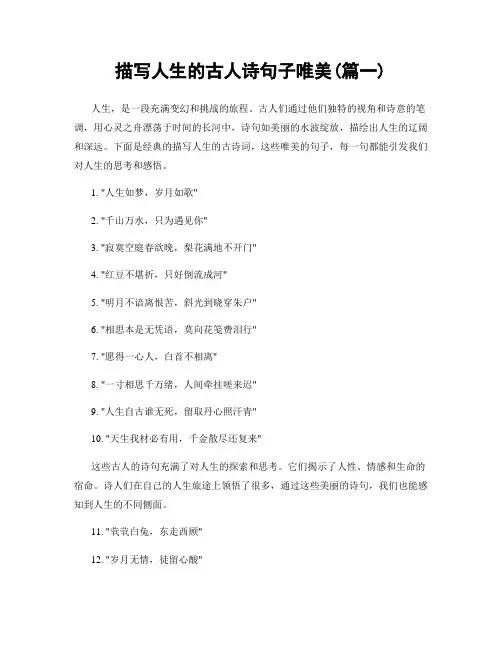 描写人生的古人诗句子唯美(精选2篇)