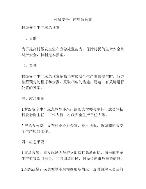 村级安全生产应急预案