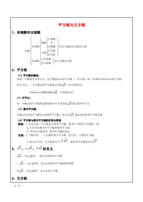 无理数、平方根与立方根讲义