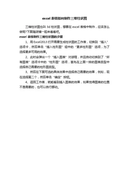 excel表格如何制作三维柱状图