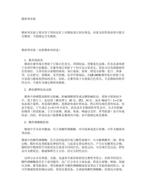 精斑预实验——精选推荐